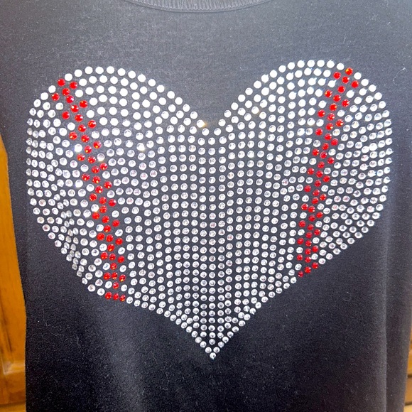⚾️BASEBALL TANK❤️with Rhinestones HEART-Shaped Baseball😎Medium Racerback - Picture 5 of 9